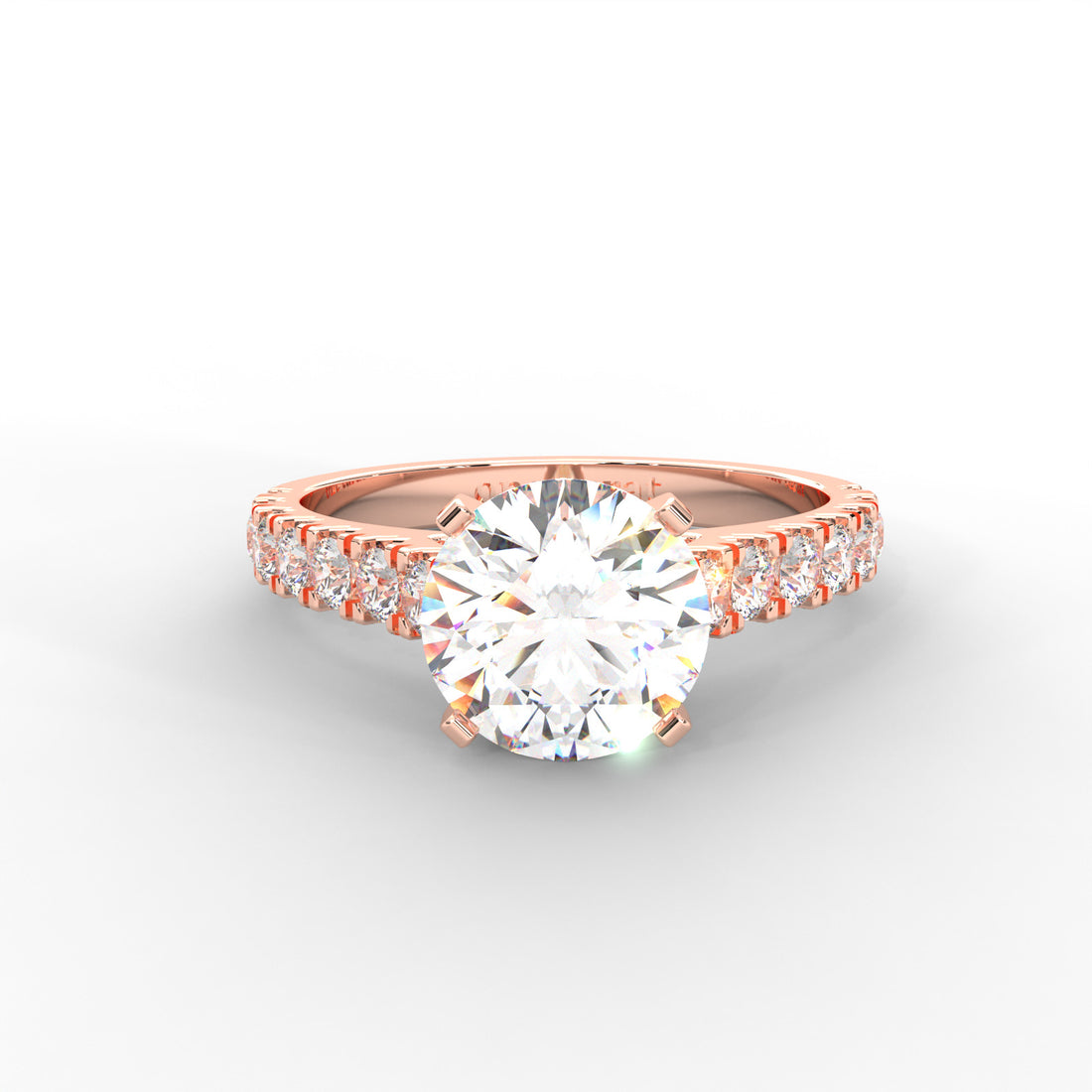 1 CARAT Round Moissanite Solitaire with Side Accents Engagement Ring in 14K White Gold Plated