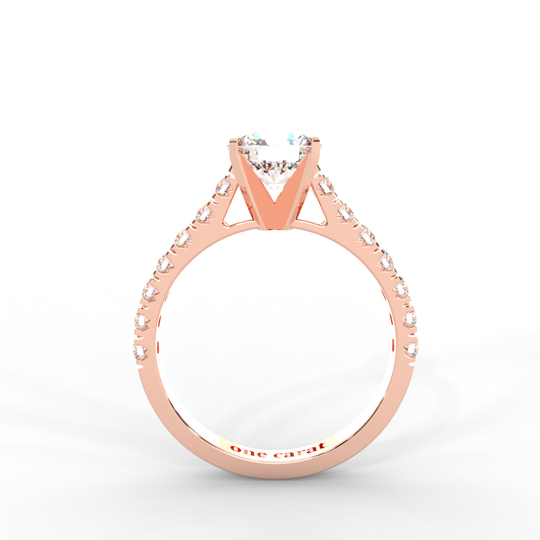 1 CARAT Round Moissanite Solitaire with Side Accents Engagement Ring in 14K White Gold Plated
