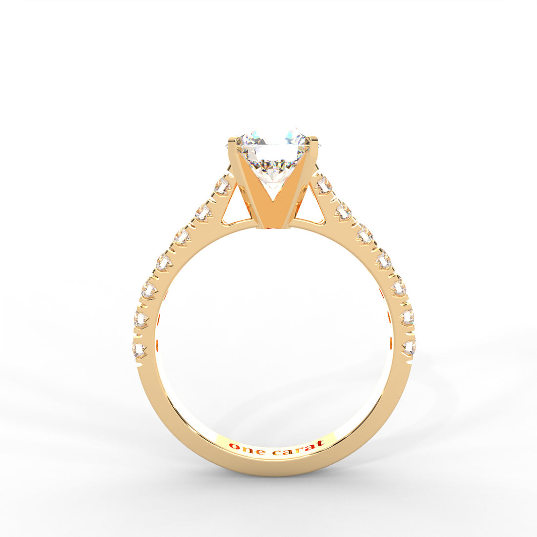 1 CARAT Round Moissanite Solitaire with Side Accents Engagement Ring in 14K White Gold Plated