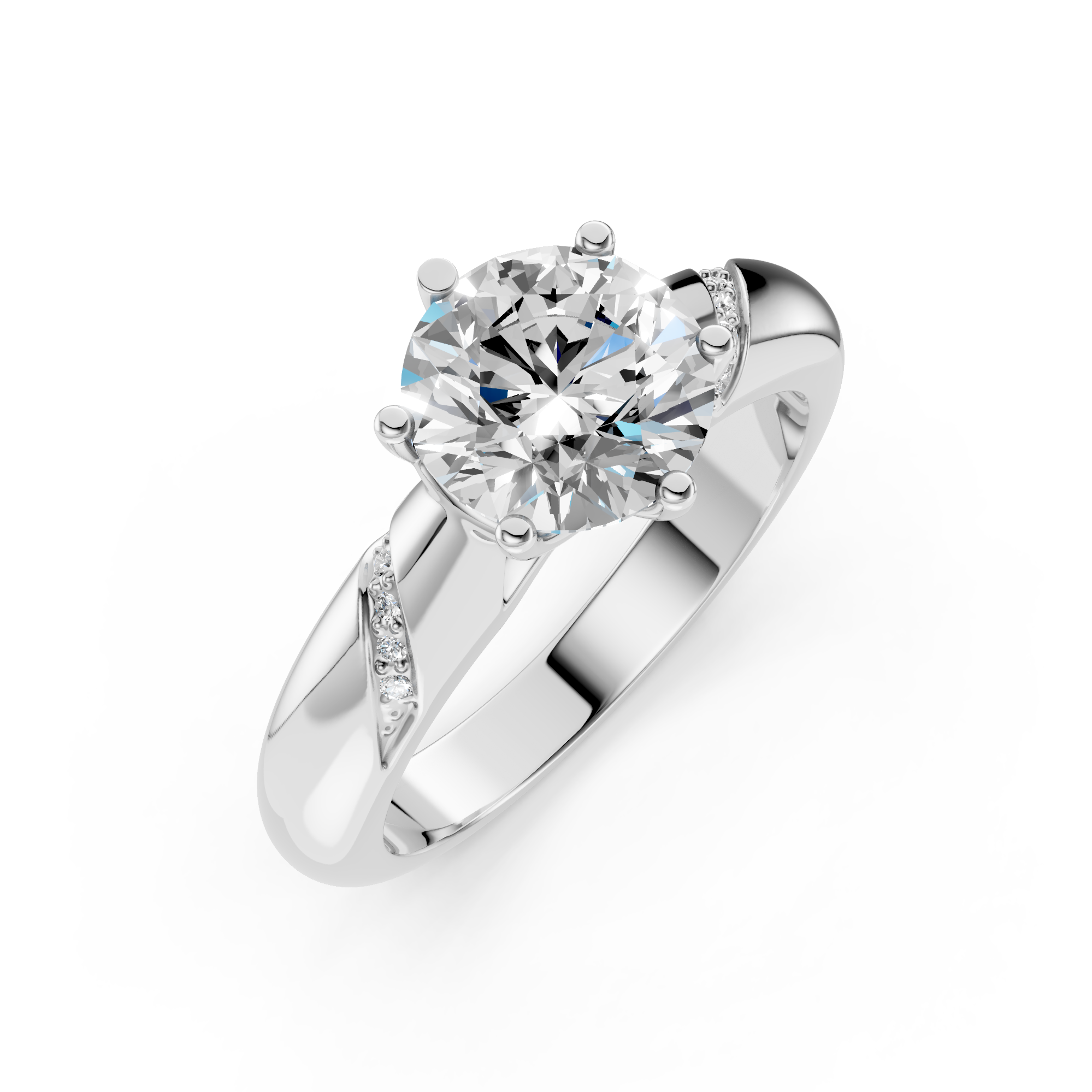 2Ct Round Cut Natural Moissanite Women's Engagement Ring 14K White Gold Plated