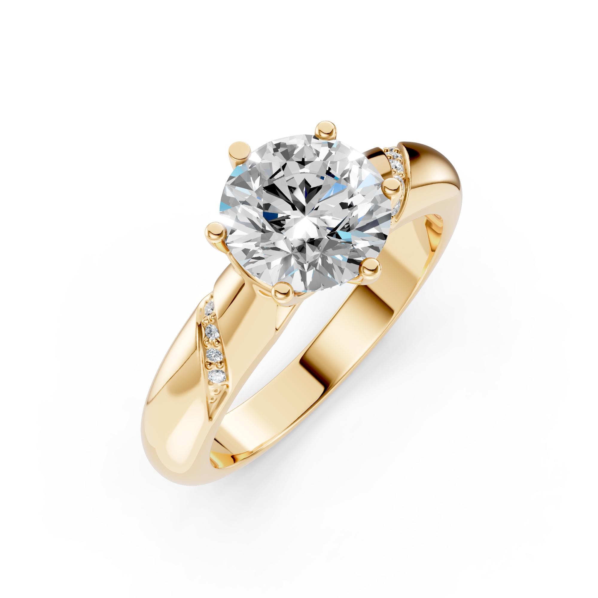 2Ct Round Cut Natural Moissanite Women's Engagement Ring 14K White Gold Plated