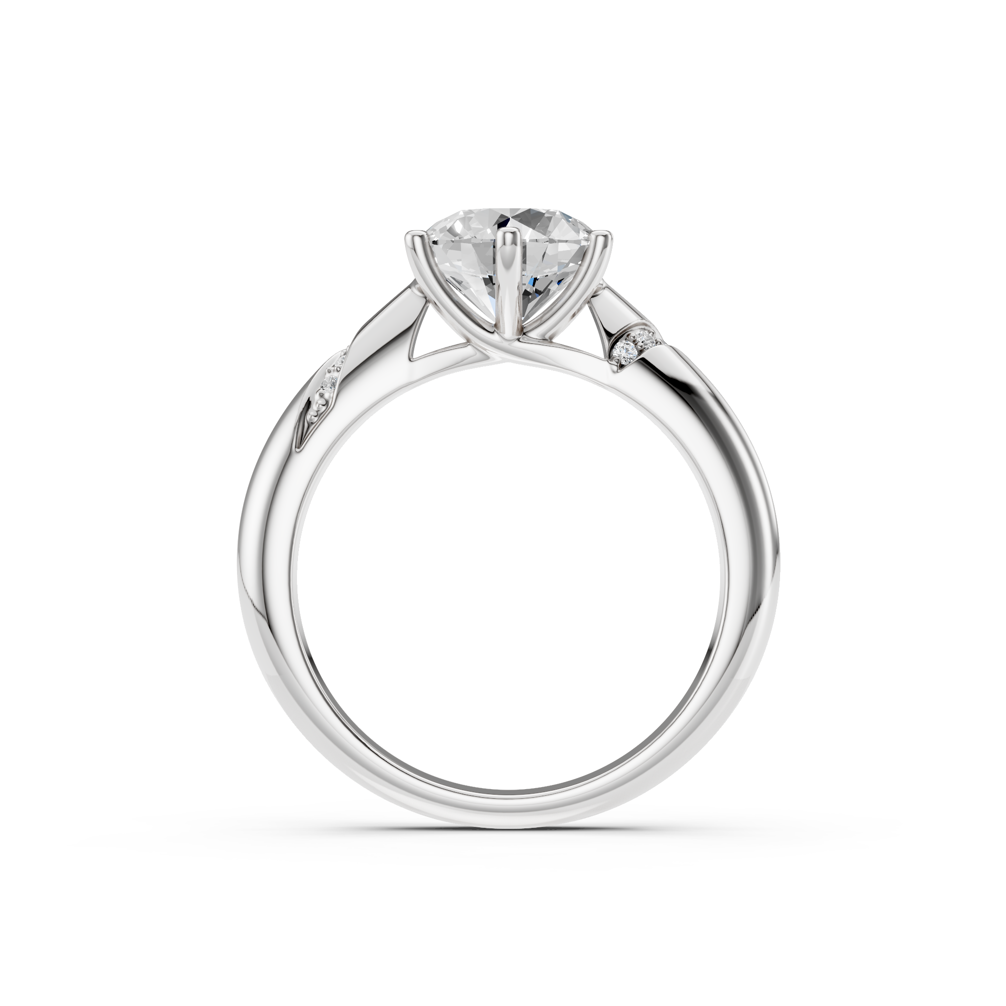 2Ct Round Cut Natural Moissanite Women's Engagement Ring 14K White Gold Plated