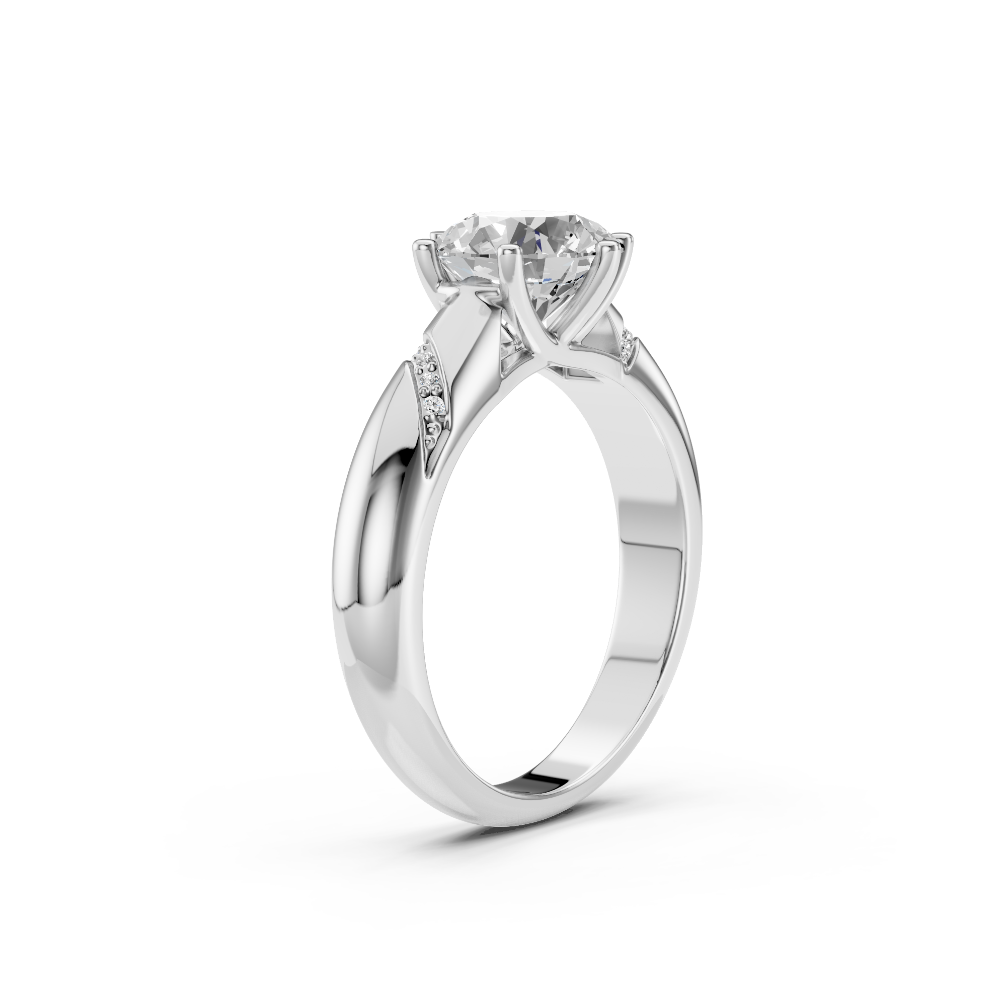 2Ct Round Cut Natural Moissanite Women's Engagement Ring 14K White Gold Plated