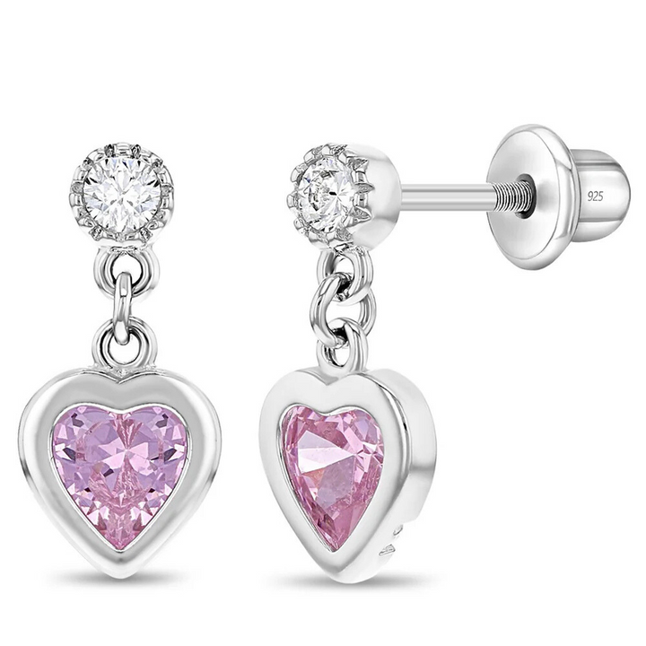 My First Heart Dangle Earrings for Girls in Sterling Silver