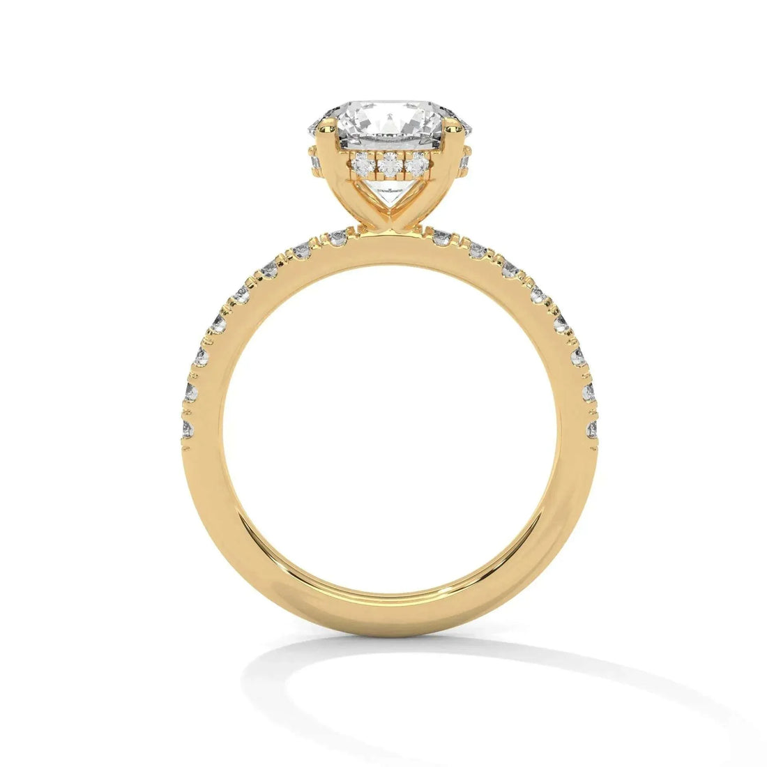 1.2 CT Round Portuguese Cut Moissanite Solitaire Engagement Ring with Pavé Band in 925 Sterling Silver