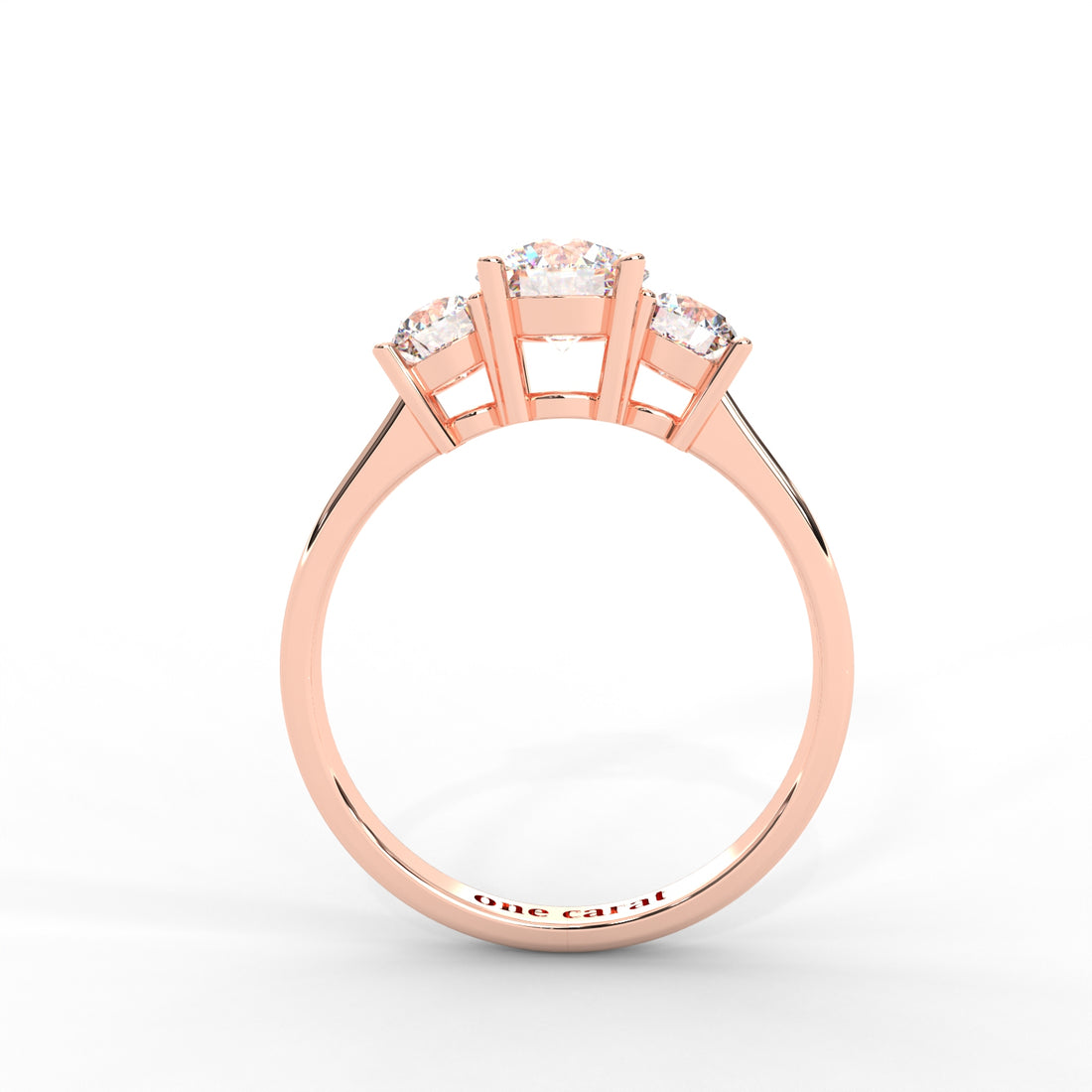 1.06 CARAT Round Moissanite Three Stone Engagement Ring in 14K Yellow Gold Plated