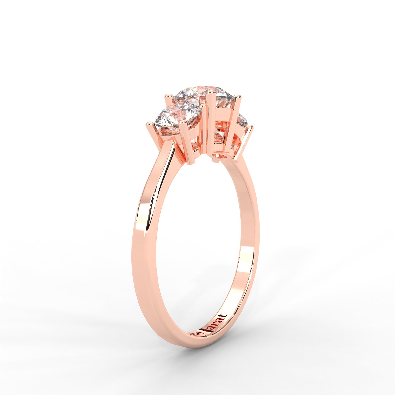 1.06 CARAT Round Moissanite Three Stone Engagement Ring in 14K Yellow Gold Plated