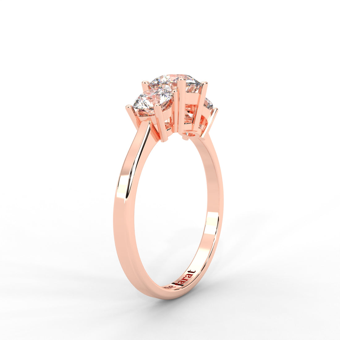 1.06 CARAT Round Moissanite Three Stone Engagement Ring in 14K Yellow Gold Plated