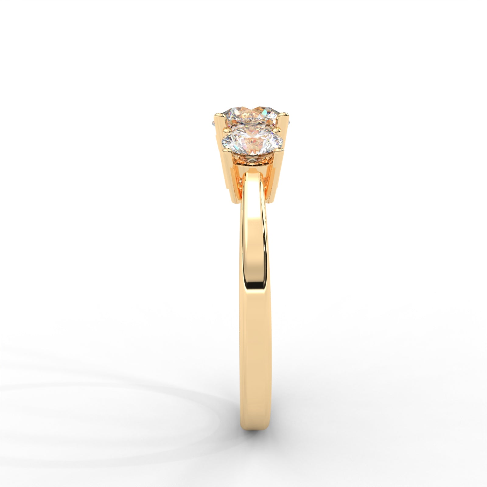 1.06 CARAT Round Moissanite Three Stone Engagement Ring in 14K Yellow Gold Plated