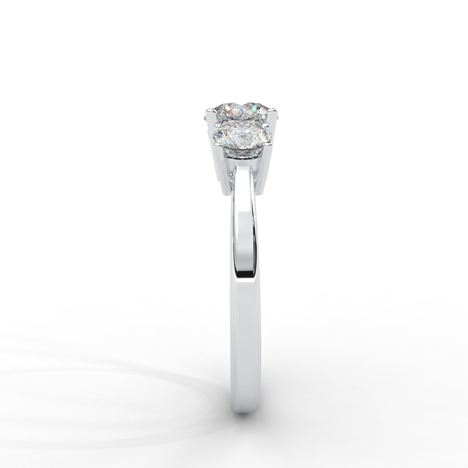 1.06 CARAT Round Moissanite Three Stone Engagement Ring in 14K Yellow Gold Plated