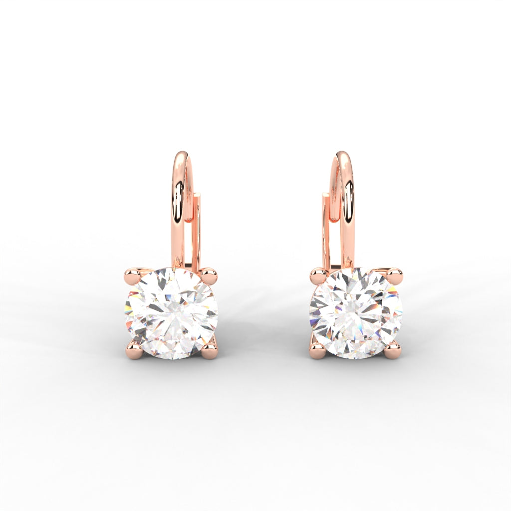 1 CARAT Round Moissanite Solitaire Stud Earrings in 14K white Gold Plated