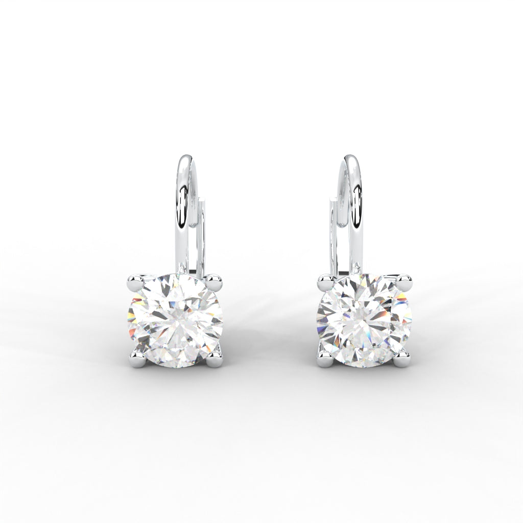 1 CARAT Round Moissanite Solitaire Stud Earrings in 14K white Gold Plated