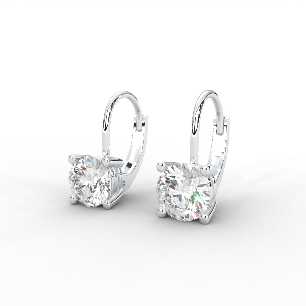 1 CARAT Round Moissanite Solitaire Stud Earrings in 14K white Gold Plated