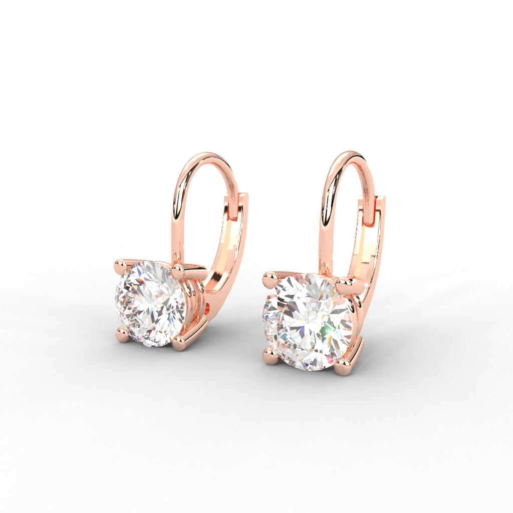 1 CARAT Round Moissanite Solitaire Stud Earrings in 14K white Gold Plated