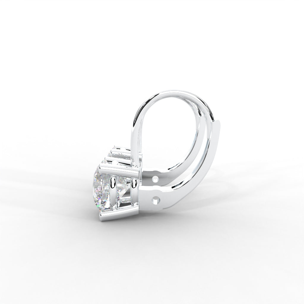 1 CARAT Round Moissanite Solitaire Stud Earrings in 14K white Gold Plated