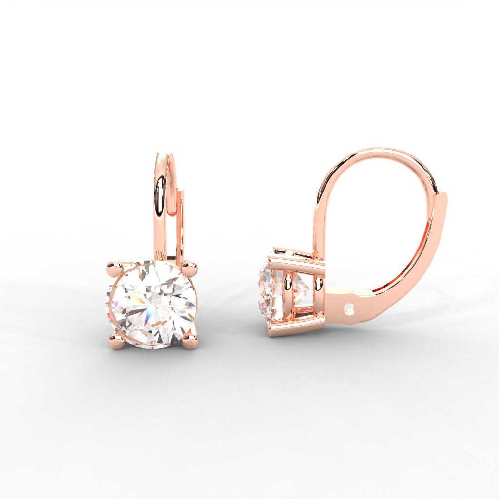 1 CARAT Round Moissanite Solitaire Stud Earrings in 14K white Gold Plated