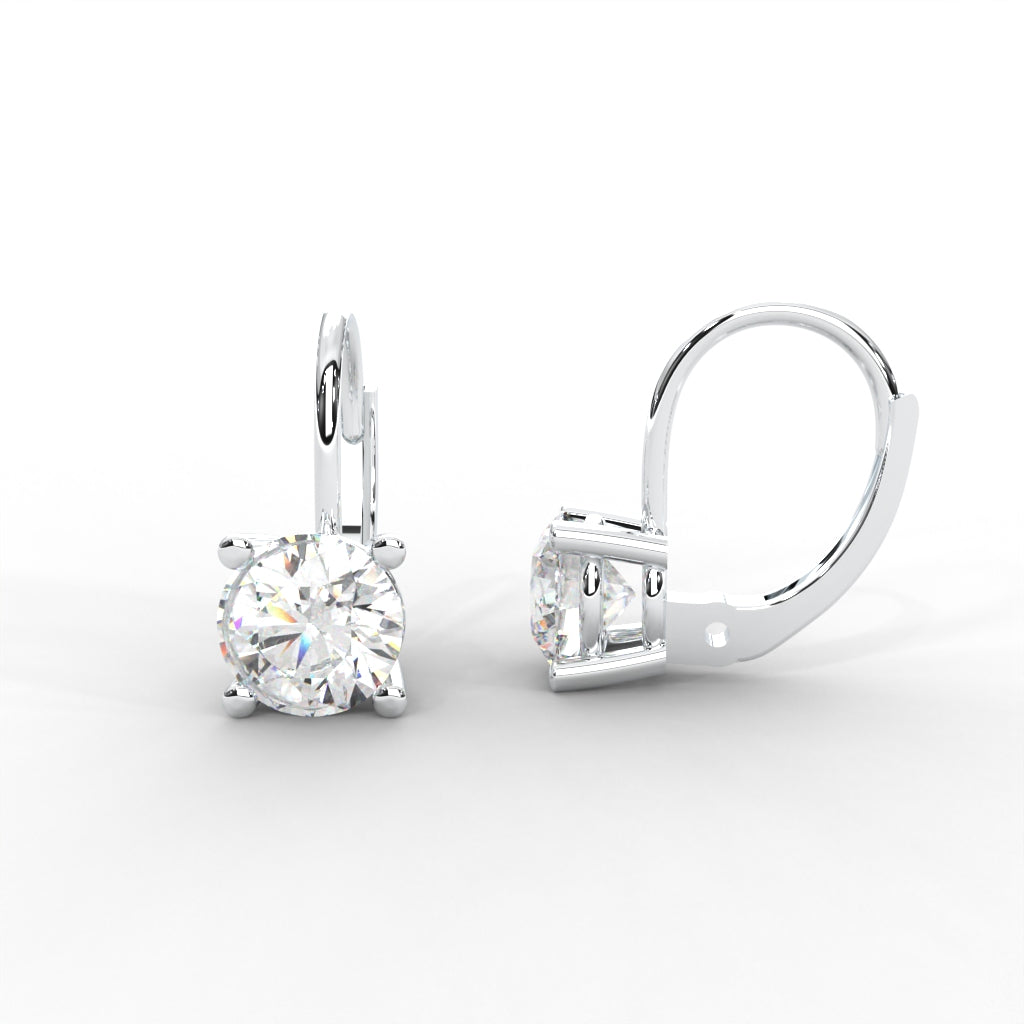 1 CARAT Round Moissanite Solitaire Stud Earrings in 14K white Gold Plated