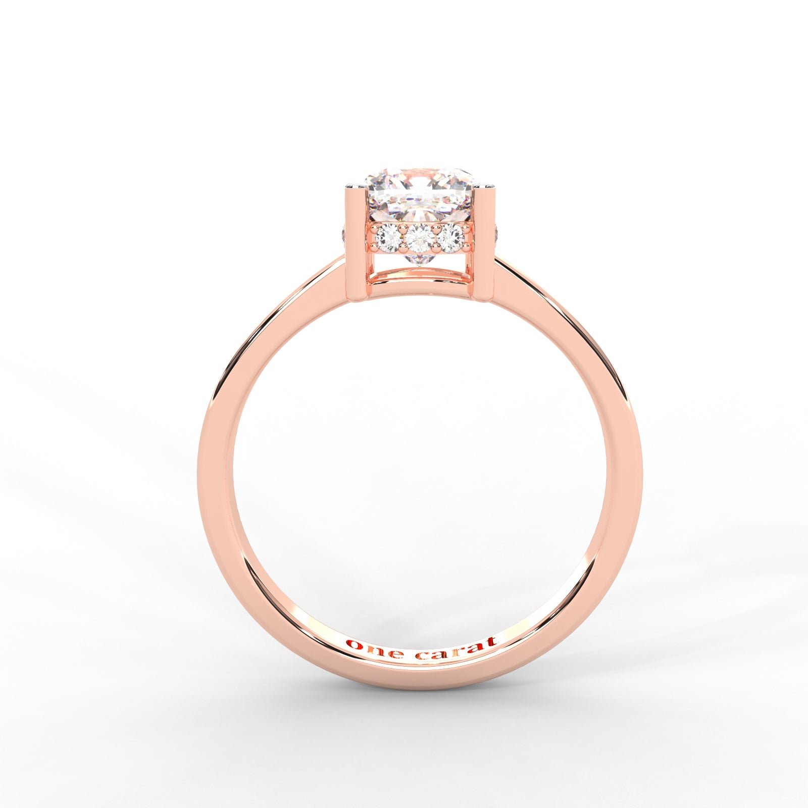 Cushion Moissanite Solitaire with Hidden Accents - 1 CARAT in 14K Yellow Gold Plated