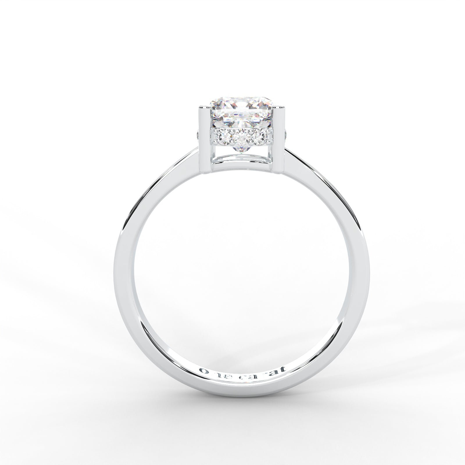 Cushion Moissanite Solitaire with Hidden Accents - 1 CARAT in 14K Yellow Gold Plated