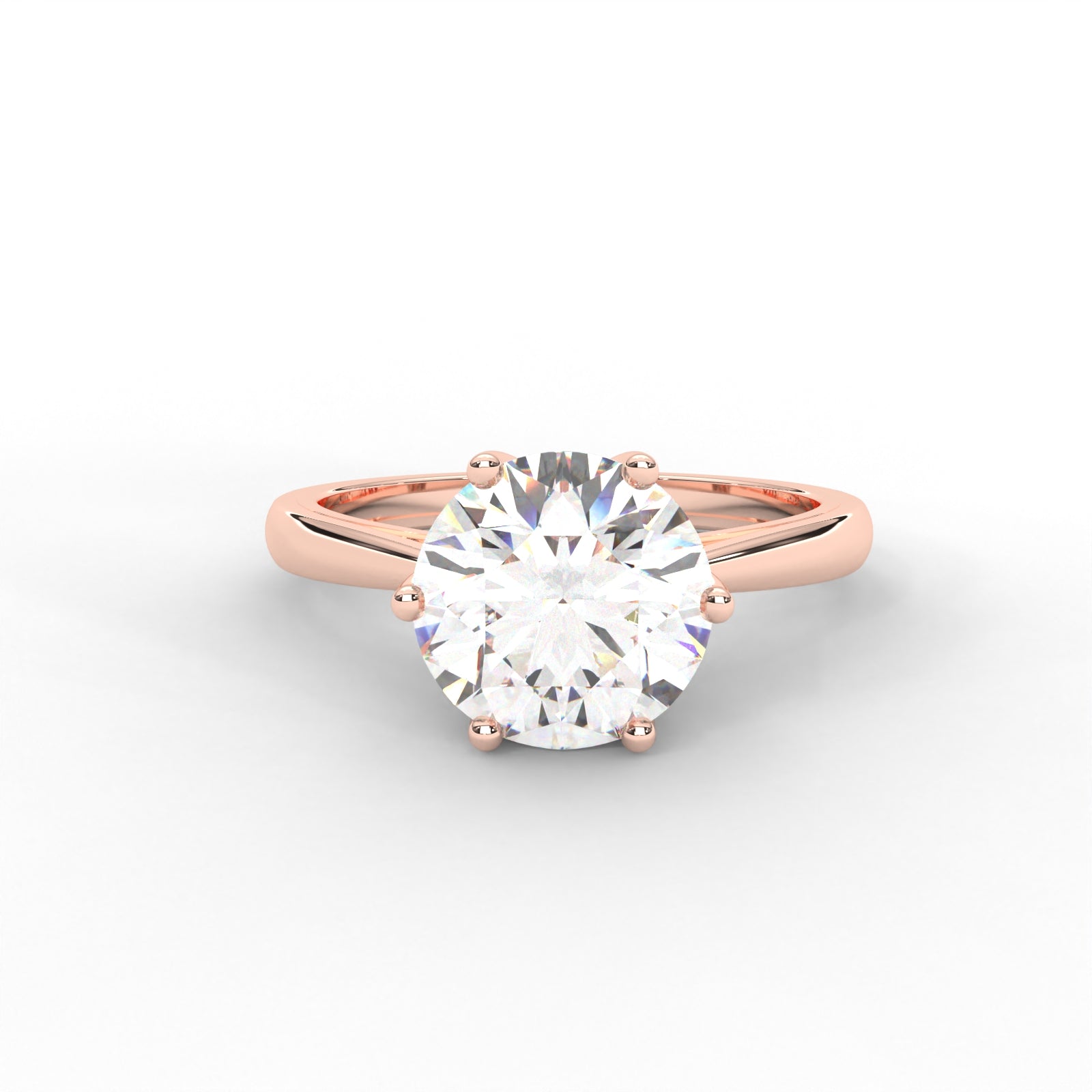 Round Moissanite Six Prong Solitaire Ring - 1.87 CTW in 14K White Gold Plated
