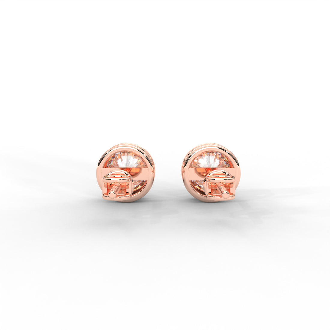 Round Moissanite Bezel Set Stud Earrings - 1 CARAT in 14K White Gold Plated