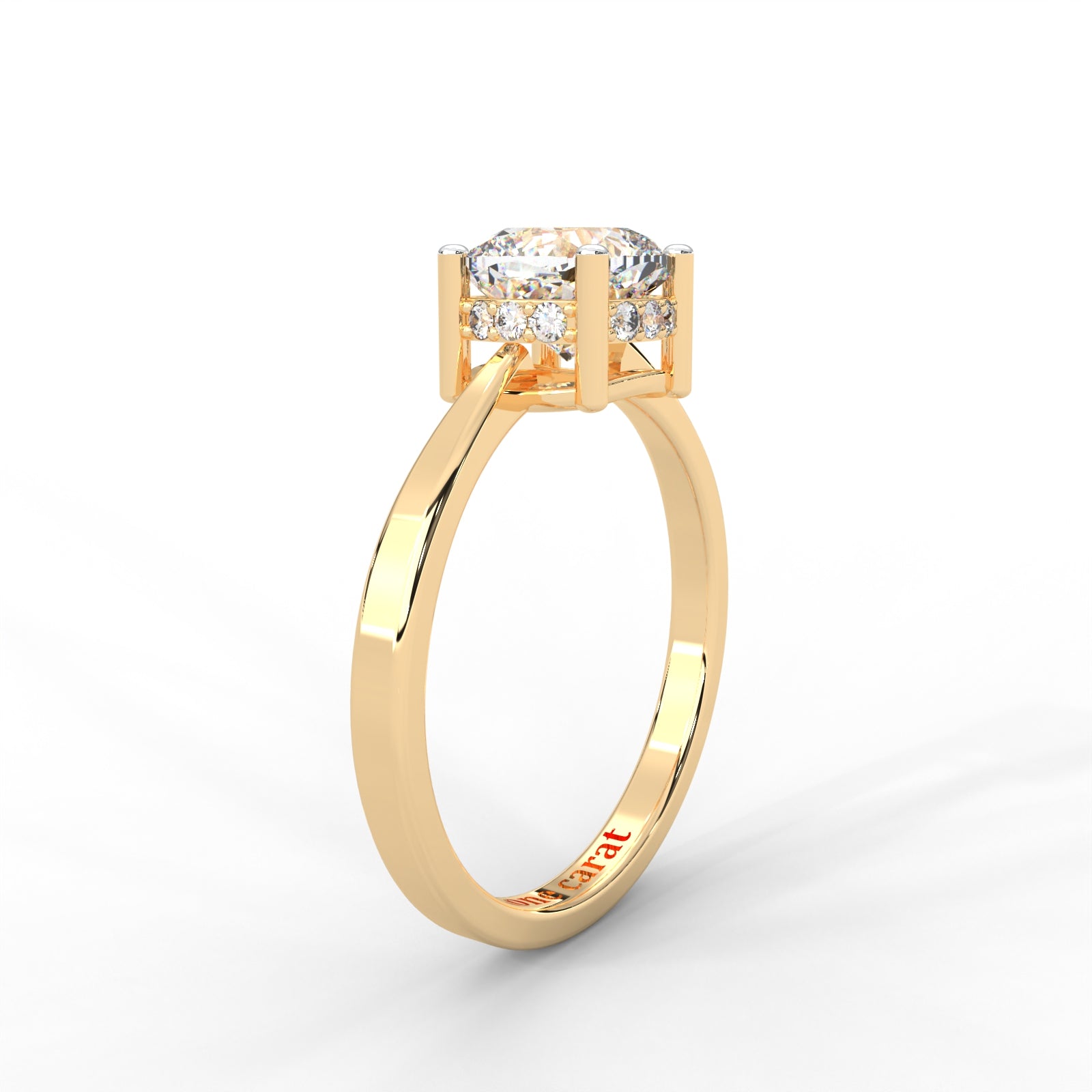 Cushion Moissanite Solitaire with Hidden Accents - 1 CARAT in 14K Yellow Gold Plated