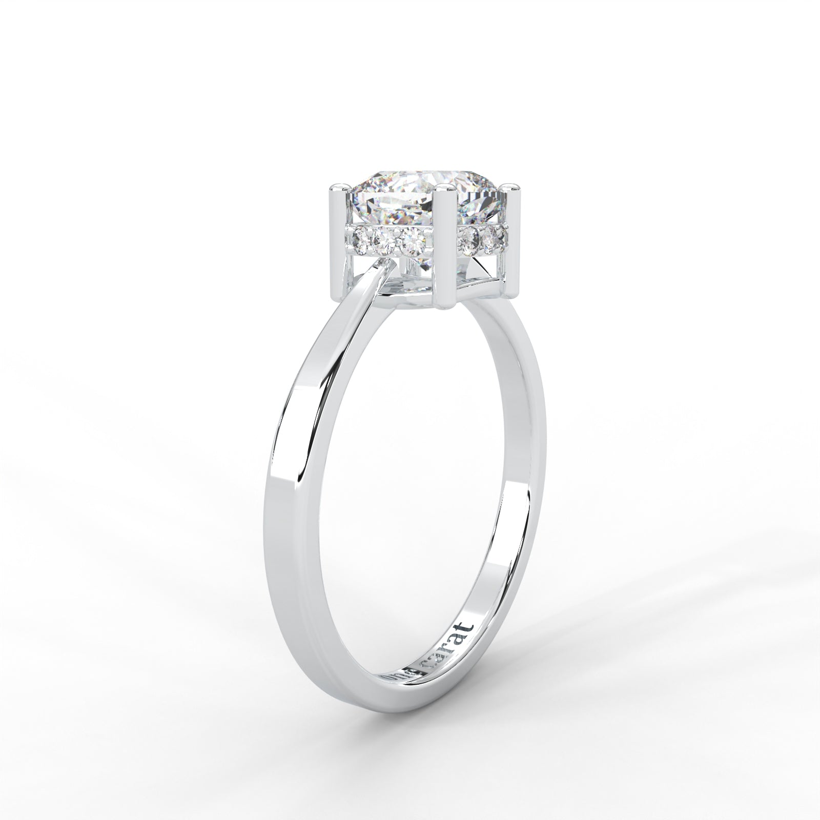 Cushion Moissanite Solitaire with Hidden Accents - 1 CARAT in 14K Yellow Gold Plated