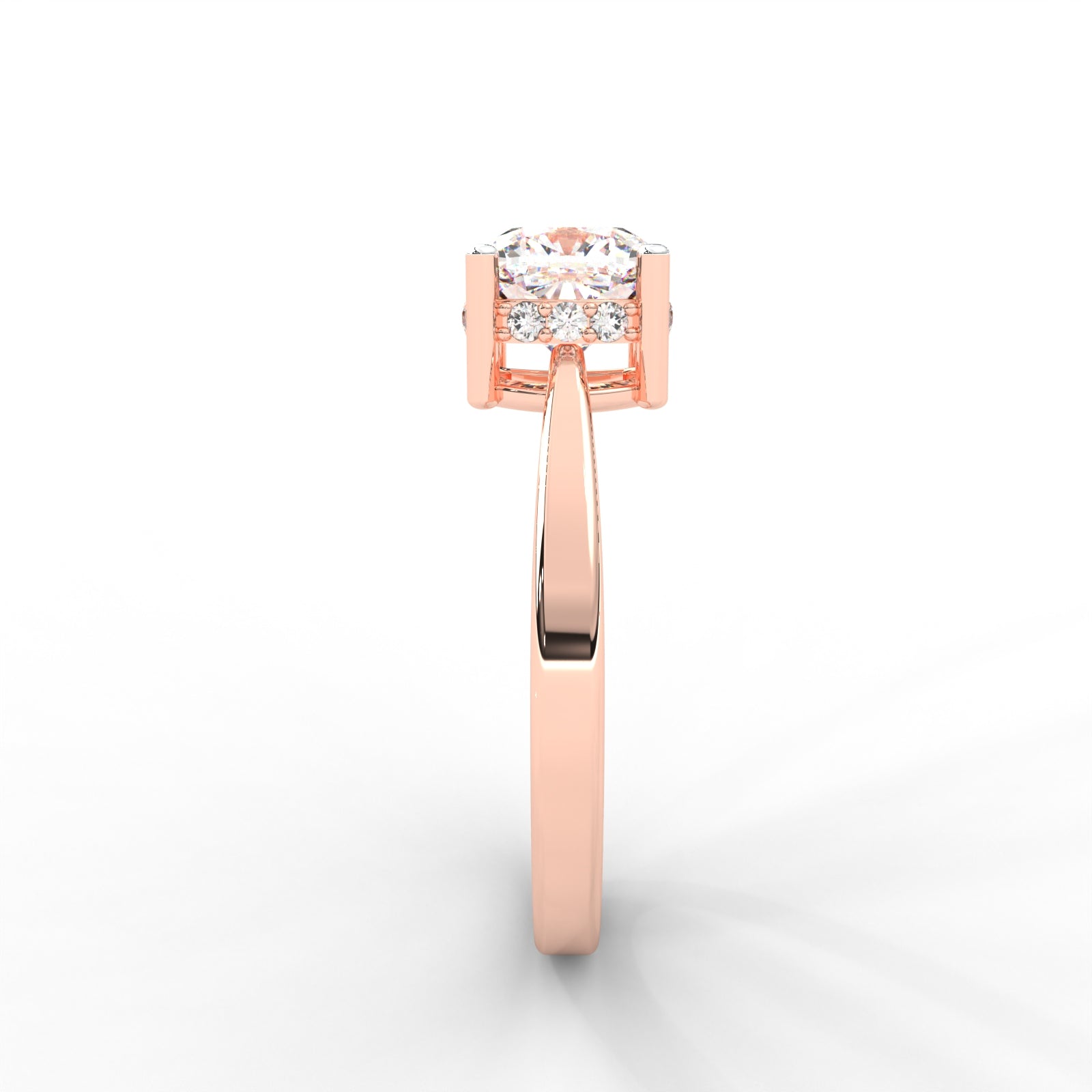 Cushion Moissanite Solitaire with Hidden Accents - 1 CARAT in 14K Yellow Gold Plated