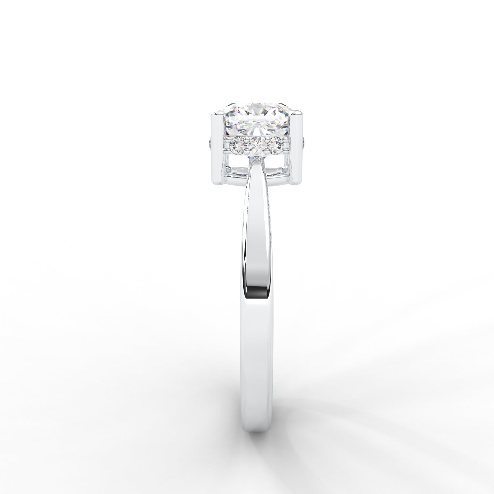 Cushion Moissanite Solitaire with Hidden Accents - 1 CARAT in 14K Yellow Gold Plated