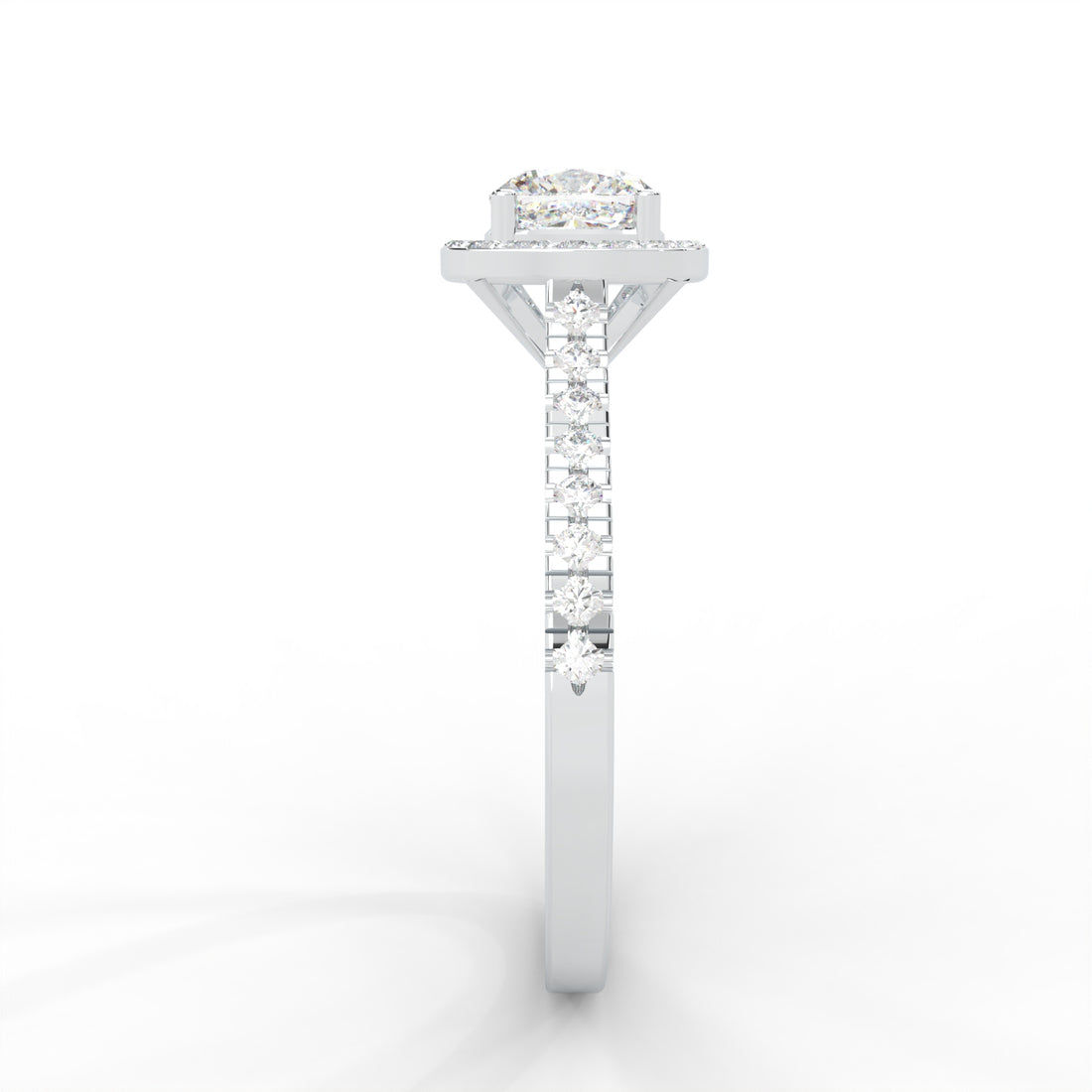 Cushion Moissanite Halo with Side Accents Ring - 1 CARAT in 14K Yellow Gold Plated