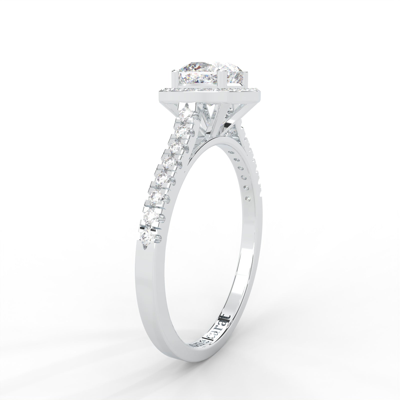 Cushion Moissanite Halo with Side Accents Ring - 1 CARAT in 14K Yellow Gold Plated