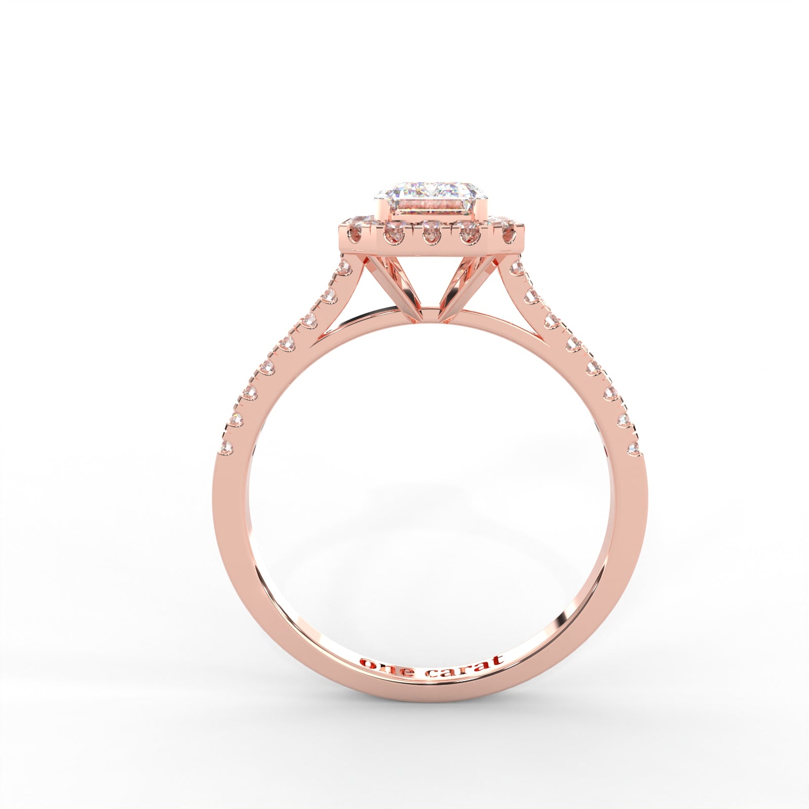 Emerald Moissanite Halo with Side Accents Ring - 1 CARAT in 14K Yellow Gold Plated