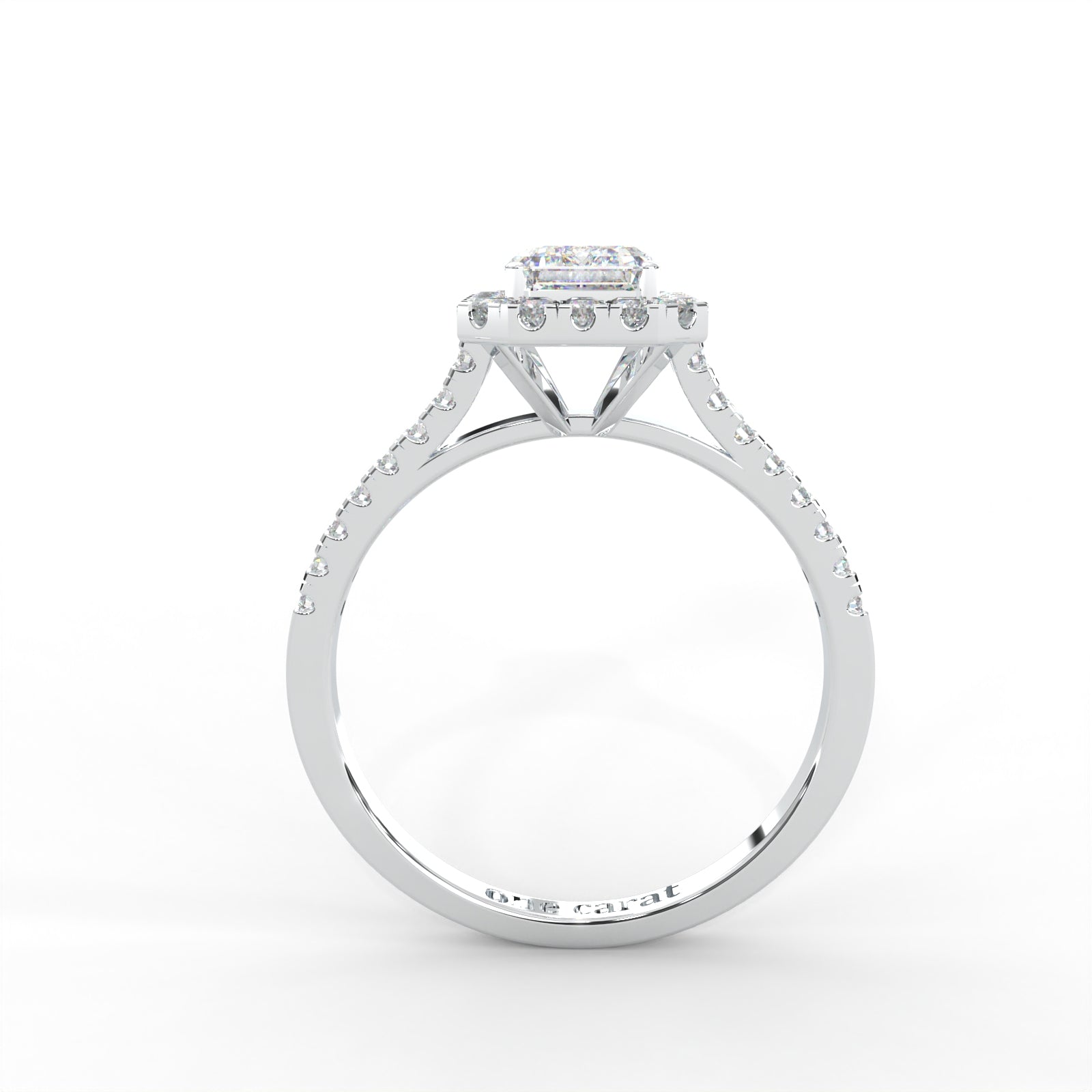 Emerald Moissanite Halo with Side Accents Ring - 1 CARAT in 14K Yellow Gold Plated