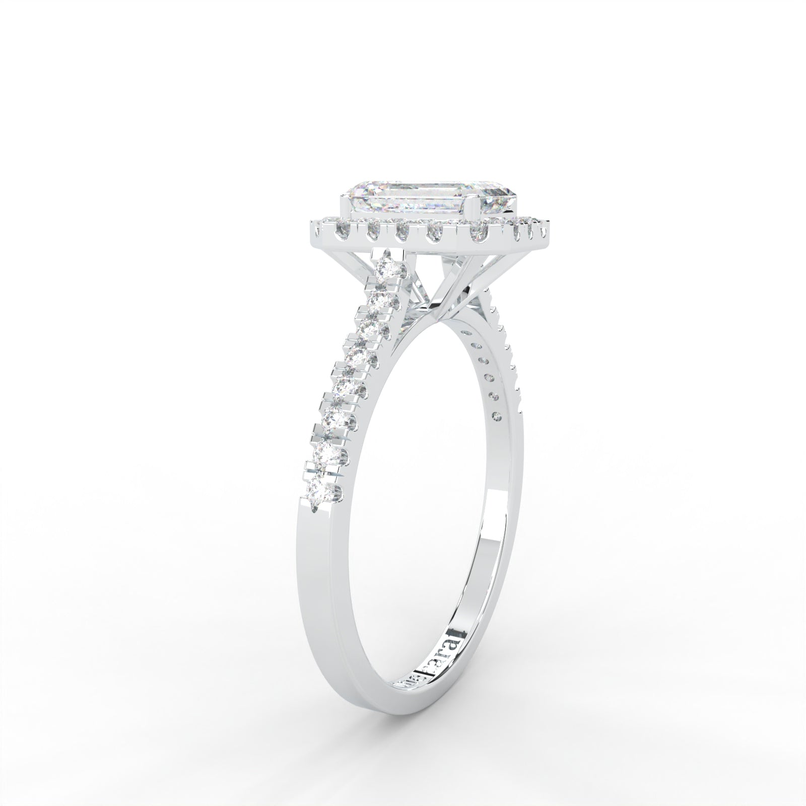 Emerald Moissanite Halo with Side Accents Ring - 1 CARAT in 14K Yellow Gold Plated