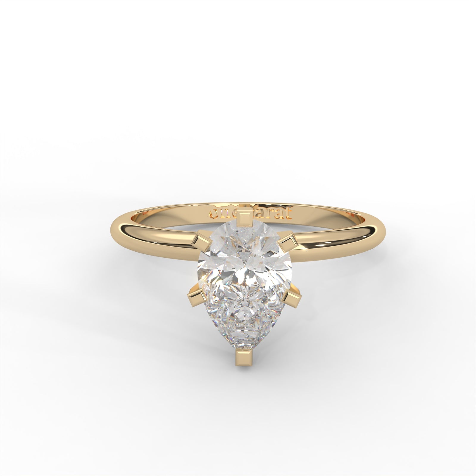 Pear Moissanite Solitaire Ring - 1 CARAT in 14K Rose Gold Plated