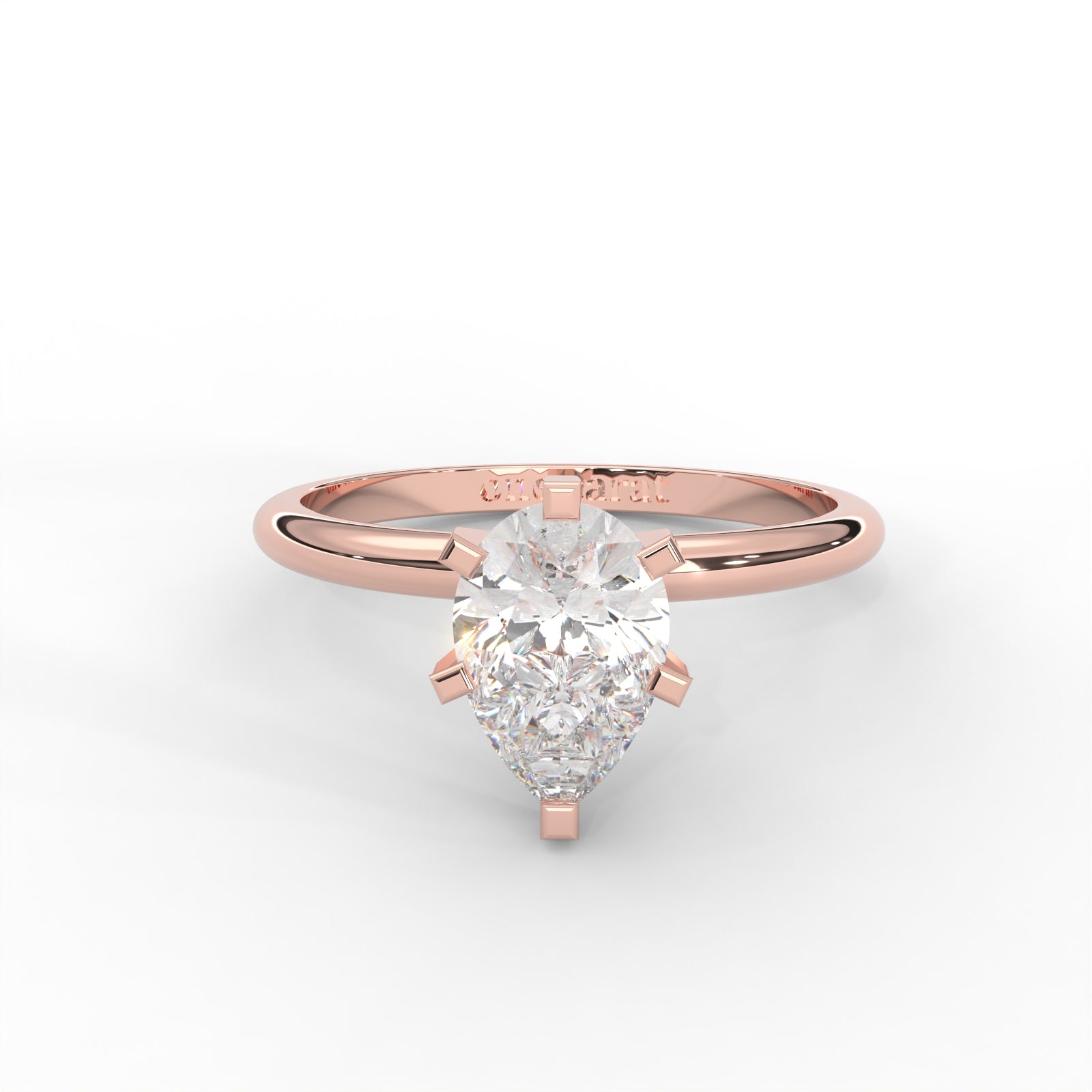 Pear Moissanite Solitaire Ring - 1 CARAT in 14K Rose Gold Plated