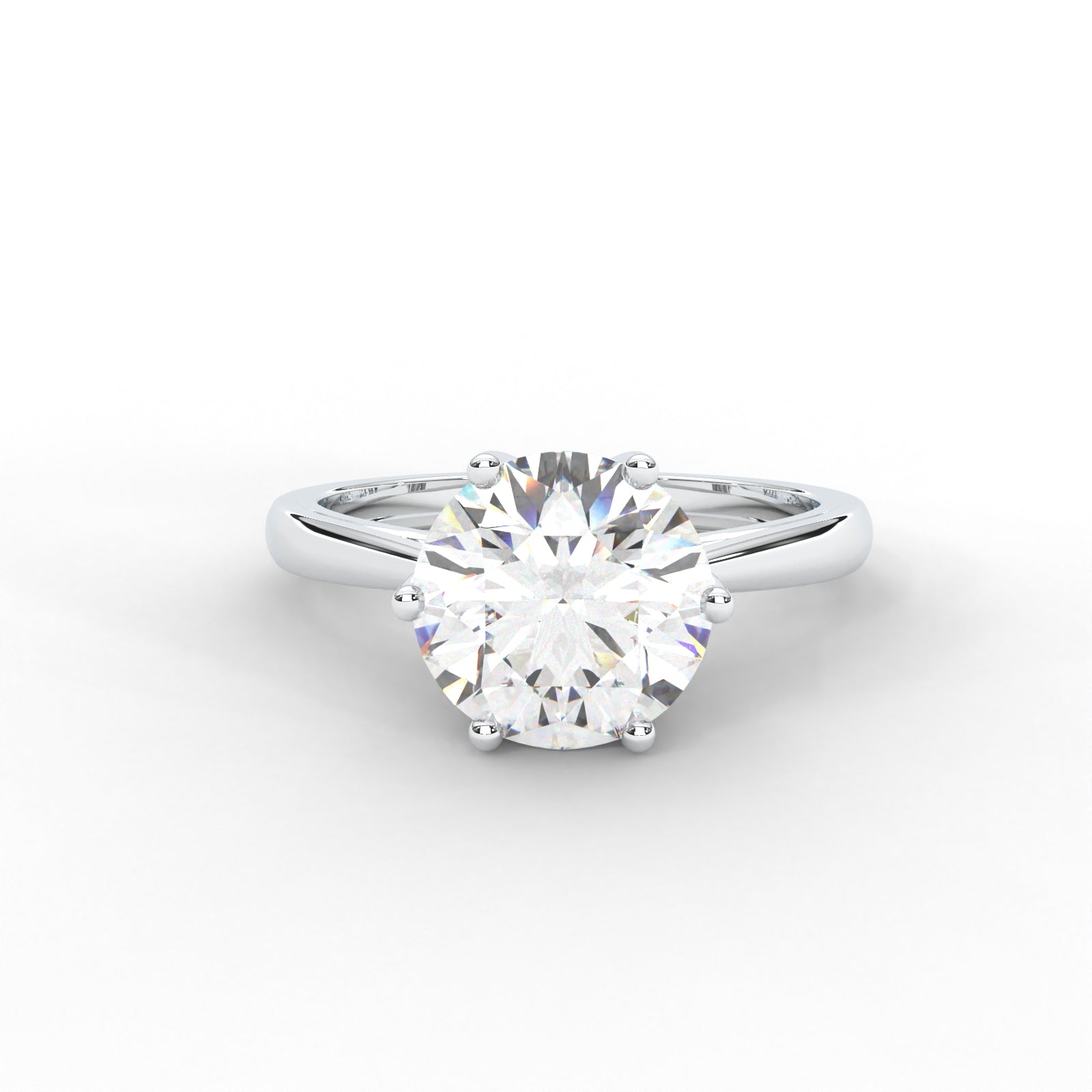 Round Moissanite Six Prong Solitaire Ring - 1.87 CTW in 14K White Gold Plated