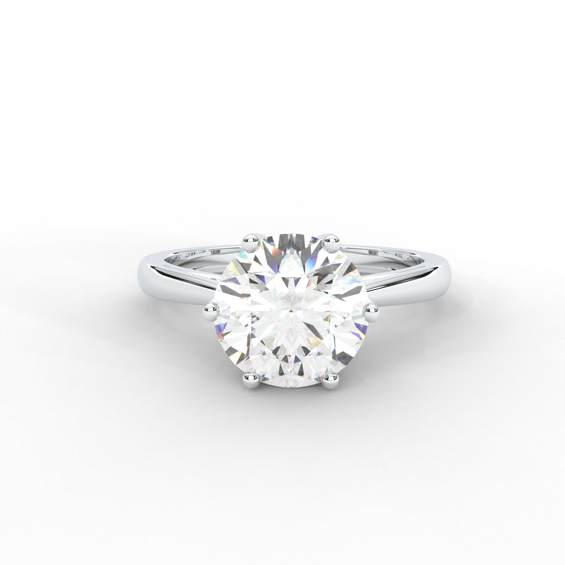Round Moissanite Six Prong Solitaire Ring - 1.87 CTW in 14K White Gold Plated