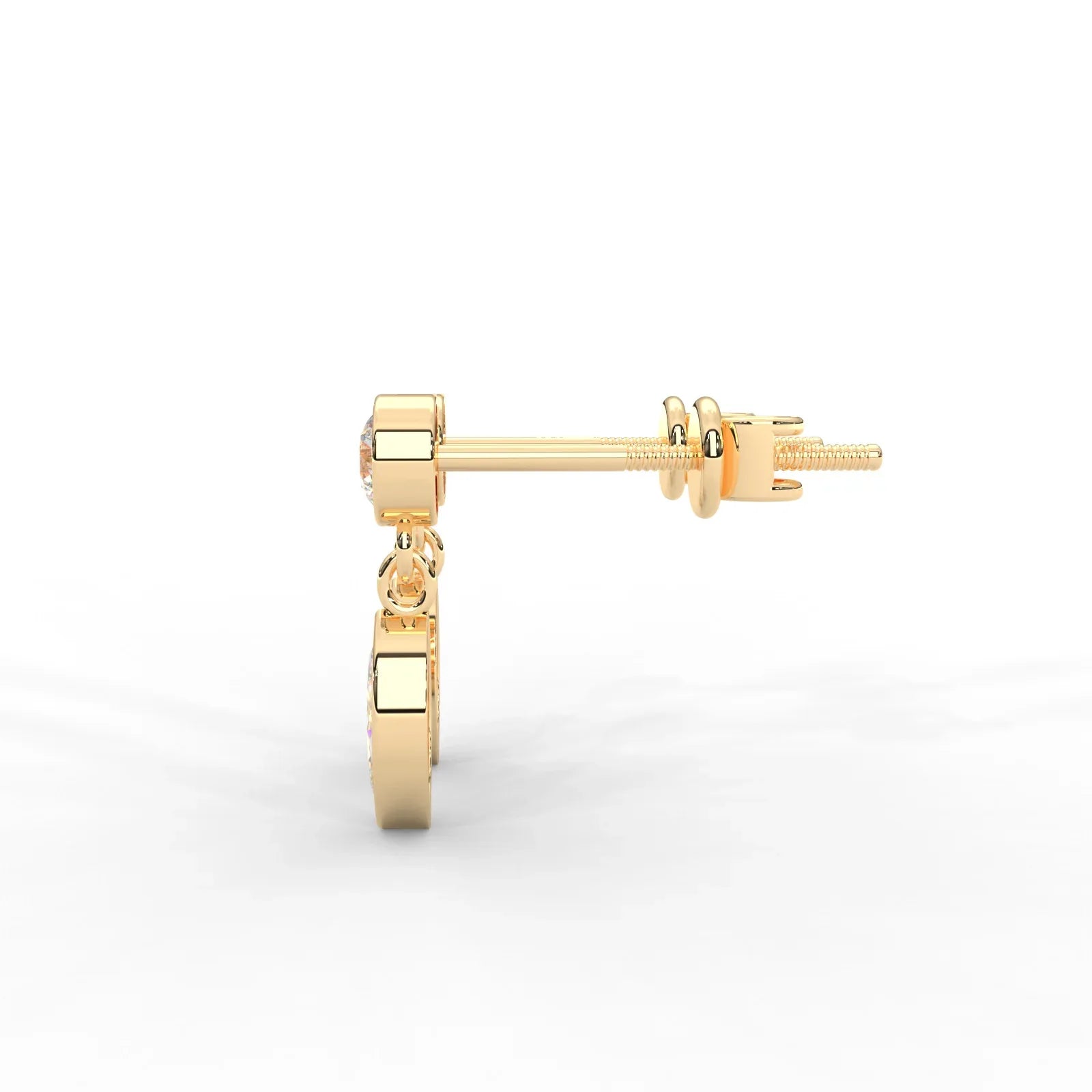 0.66 CARAT Marquise Moissanite Bezel Drop Earrings in 14K Yellow Gold Plated - One Carat