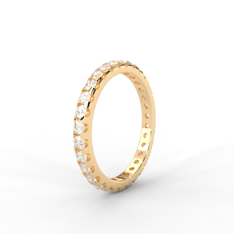 0.96 CARAT Round Moissanite Eternity Band in 14K Yellow Gold Plated