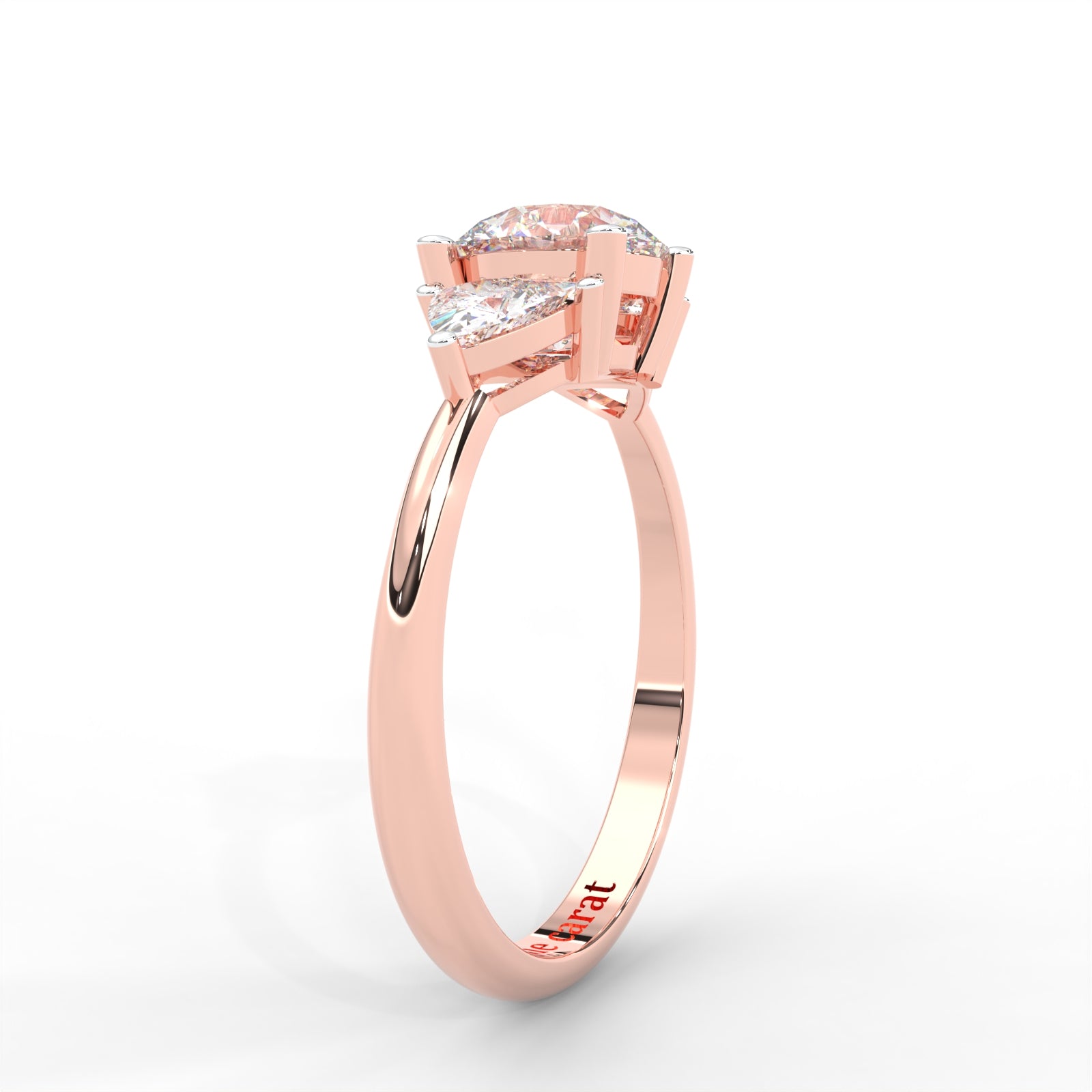 1 CARAT Round Moissanite Signature Hearts & Arrows Round Three Stone Ring in 14K Yellow Gold Plated