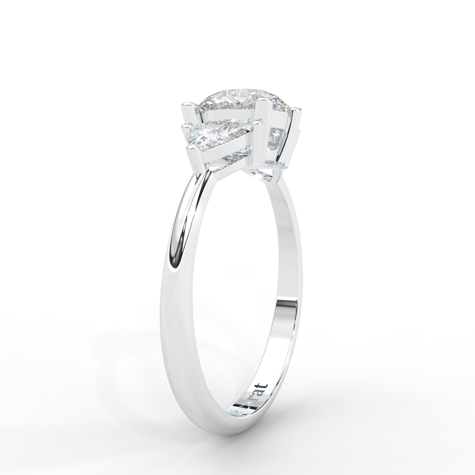 1 CARAT Round Moissanite Signature Hearts & Arrows Round Three Stone Ring in 14K Yellow Gold Plated