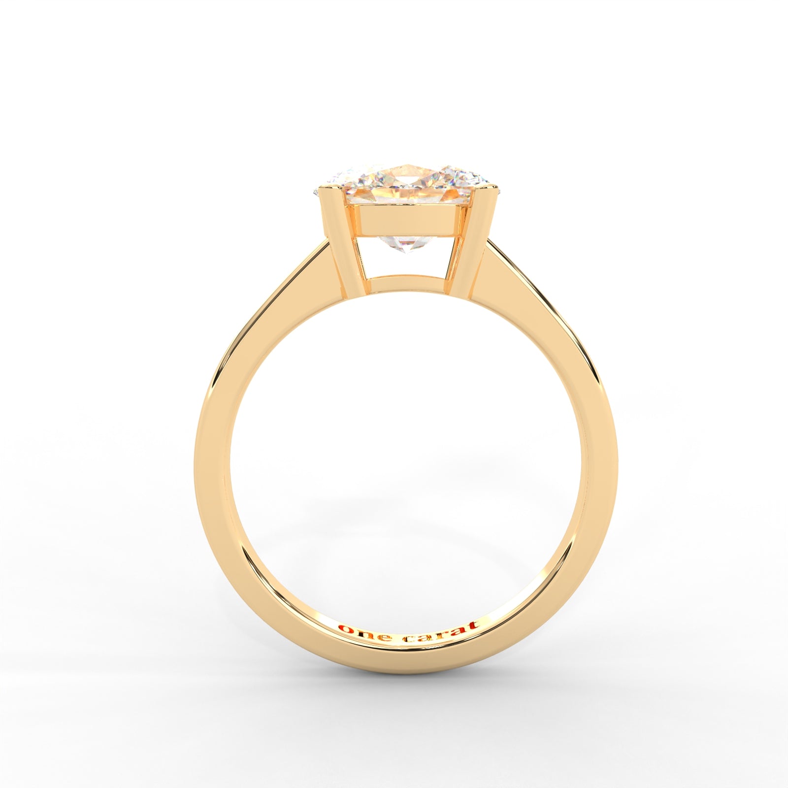 Oval Moissanite East-West Solitaire Ring - 1 CARAT in 14K Yellow Gold Plated
