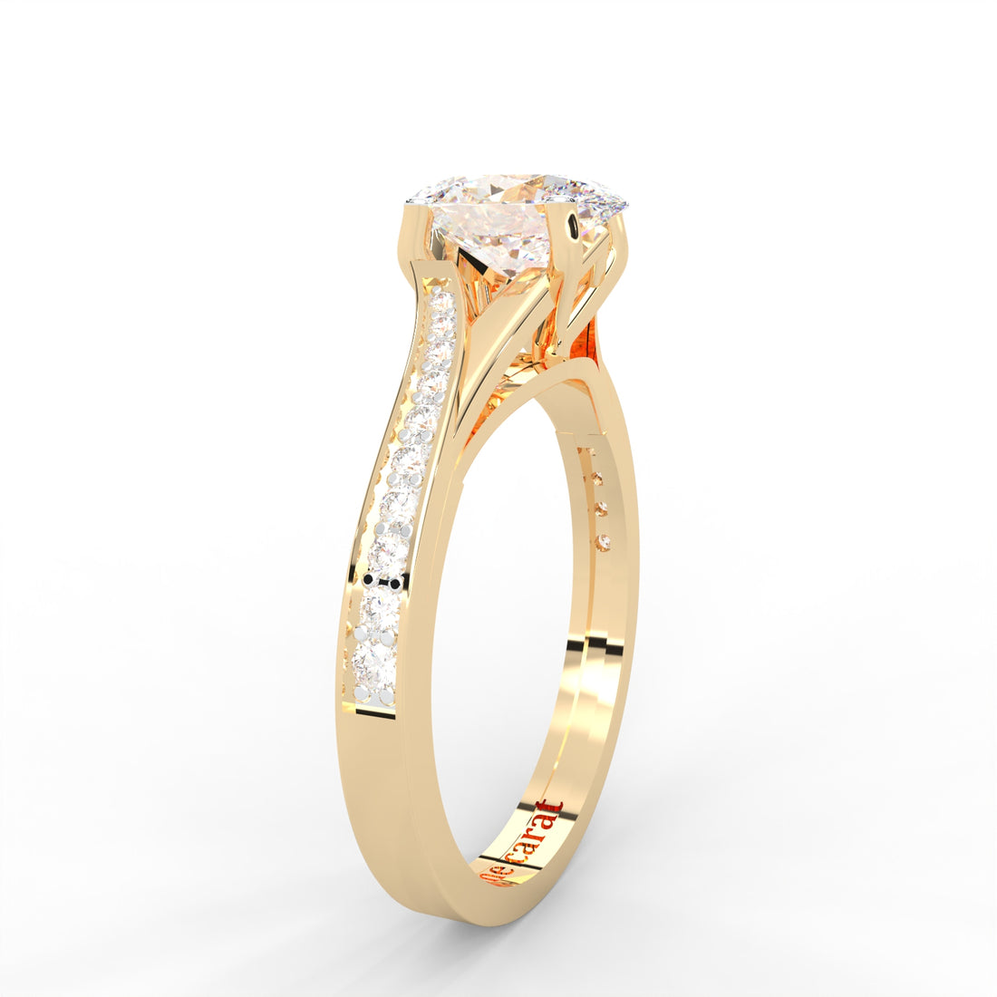 1.03 CARAT Oval Moissanite Solitaire with Side Accents Engagement Ring in 14K White Gold Plated