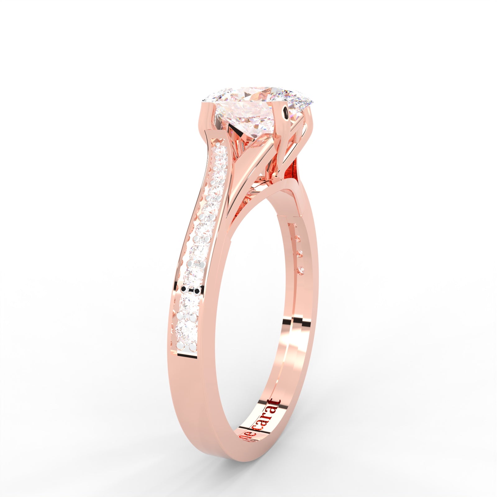 1.03 CARAT Oval Moissanite Solitaire with Side Accents Engagement Ring in 14K White Gold Plated