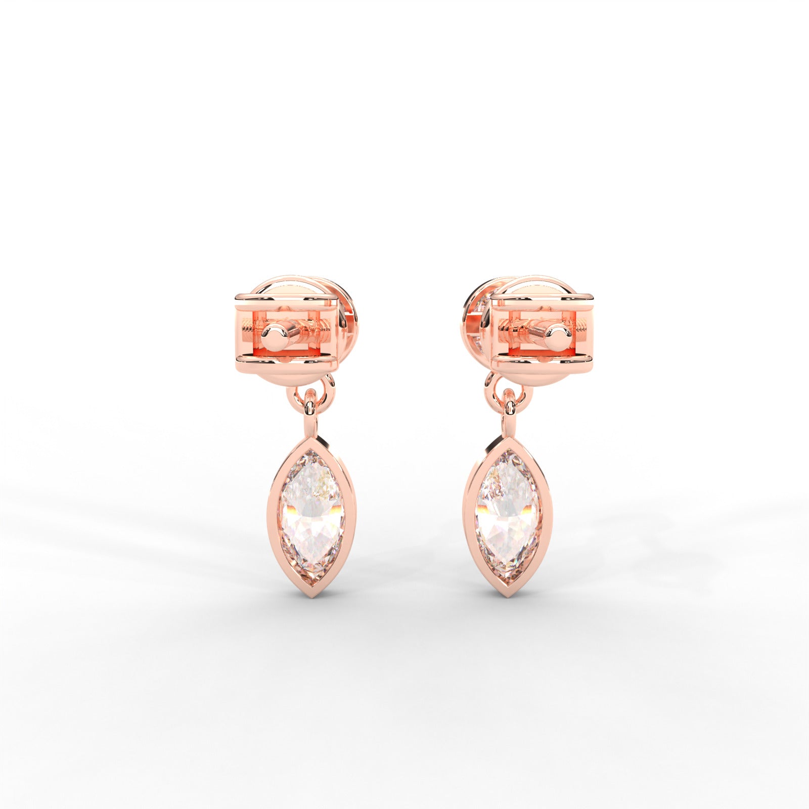 0.66 CARAT Marquise Moissanite Bezel Drop Earrings in 14K Yellow Gold Plated