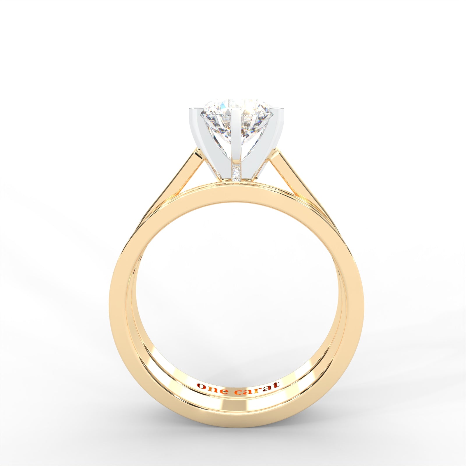 Round Moissanite Bridal Solitaire Ring Set - 1.87 CARAT, 14K Two-Tone Gold Plated