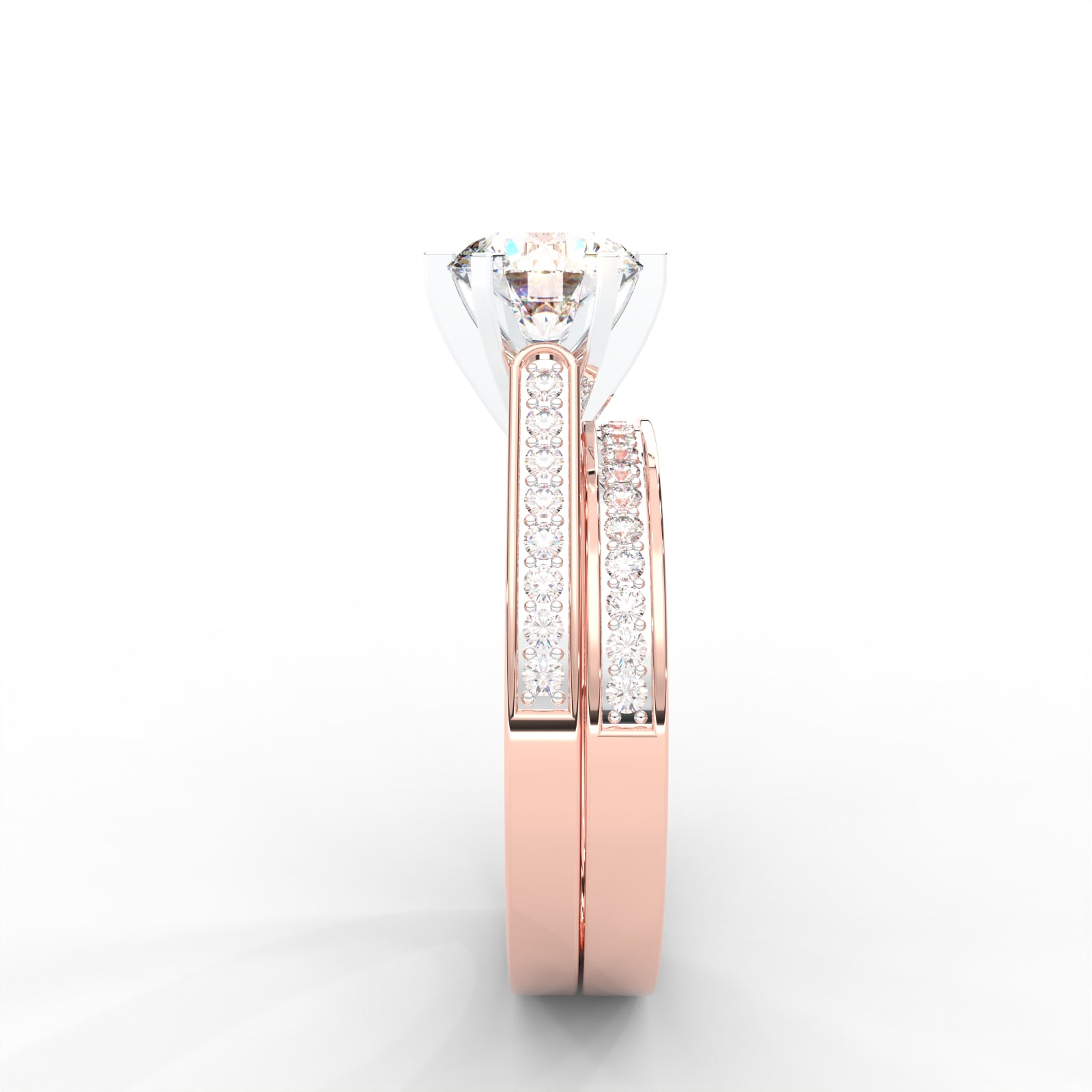 Round Moissanite Bridal Solitaire Ring Set - 1.87 CARAT, 14K Two-Tone Gold Plated