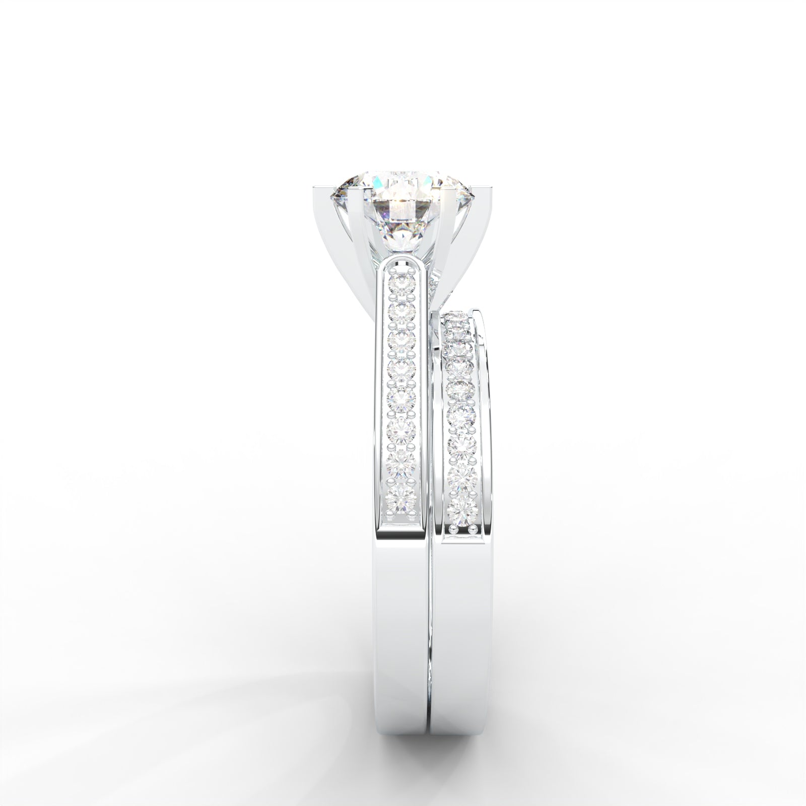 Round Moissanite Bridal Solitaire Ring Set - 1.87 CARAT, 14K Two-Tone Gold Plated