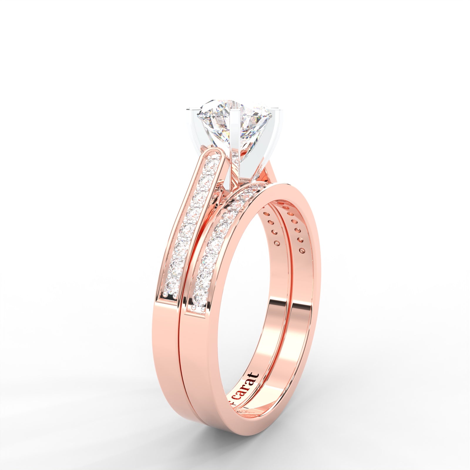 Round Moissanite Bridal Solitaire Ring Set - 1.87 CARAT, 14K Two-Tone Gold Plated